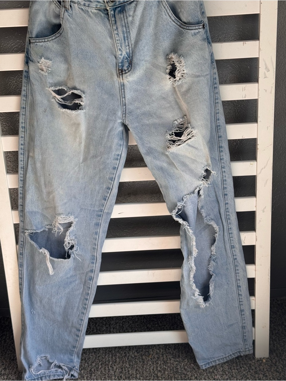 Fashion Nova Light Blue Distressed Denim Jeans